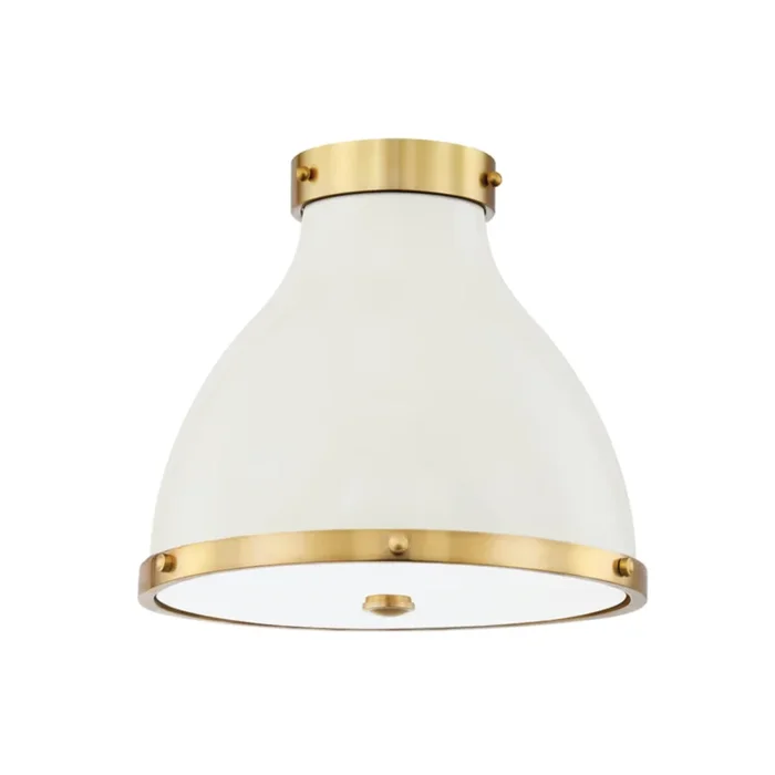 Painted No. 3 2-Light Flush Mount in Aged Brass/Off White by Mark D. Sikes 12.5L x 12.5W x 11HMDS360-AGB/OW