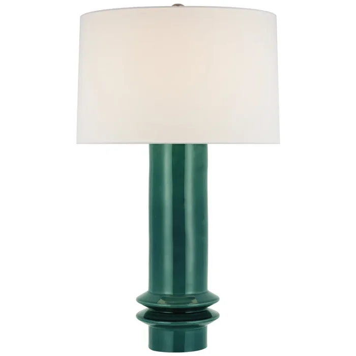 Paloma Contreras Montaigne Medium Table Lamp in Emerald Crackle with Linen Shade W17.5″ x H29.5″PCD 3603EGC-L