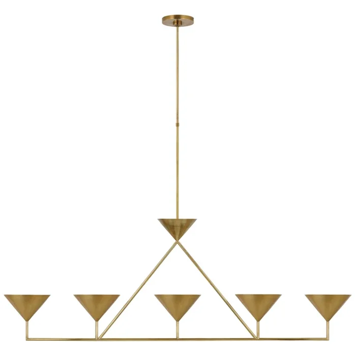 Paloma Contreras Orsay XL 5-Light Linear Chandelier in Hand-Rubbed Antique Brass Ceiling Light W60.25″ x 8.25″PCD 5216HAB