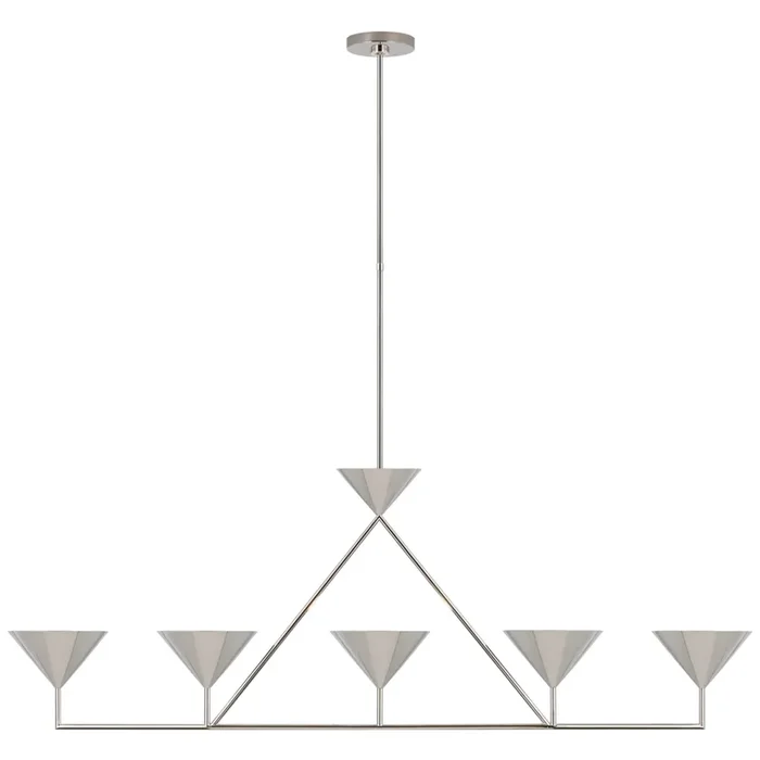 Paloma Contreras Orsay XL 5-Light Linear Chandelier in Polished Nickel Ceiling Light W60.25″ x 8.25″PCD 5216PN