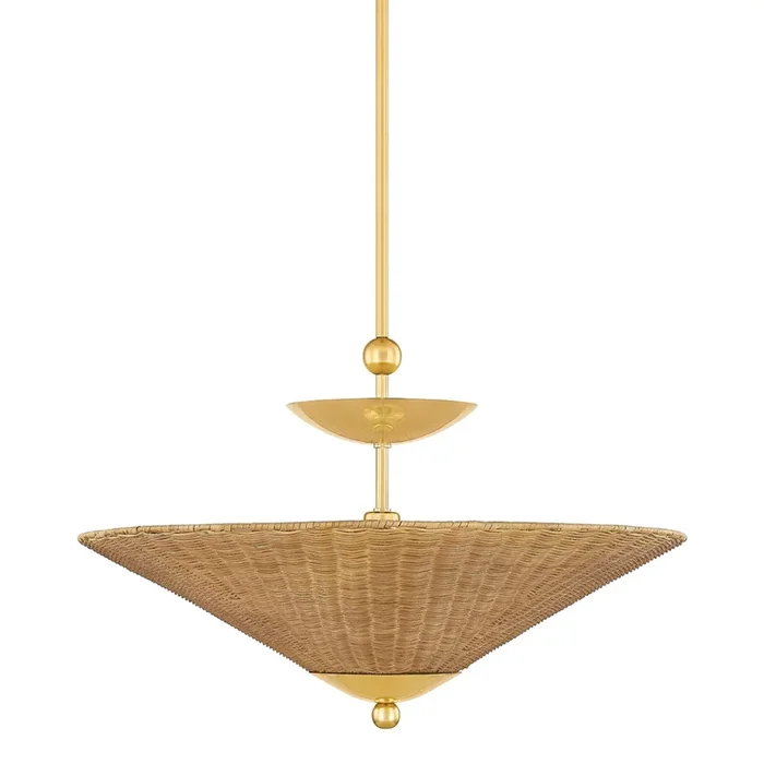 PERILLA 1-Light Pendant in Aged Brass by DABITO 30L x 30W x 19.5HH968701-AGB