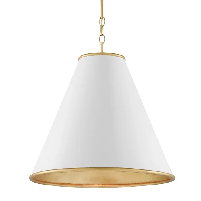 Pierrepont Large White Pendant – Painted Gesso White/Contemporary Gold Leaf/Painted Gold9000-0537