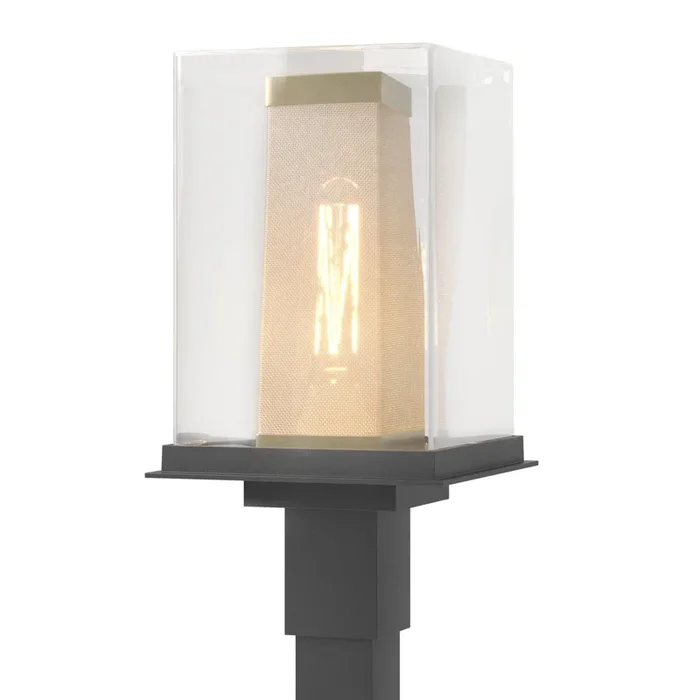 Polaris Outdoor Post Light 1-Light Coastal Gold Accent Clear Glass (ZM) in Coastal Black344850-SKT-80-70-ZM0084