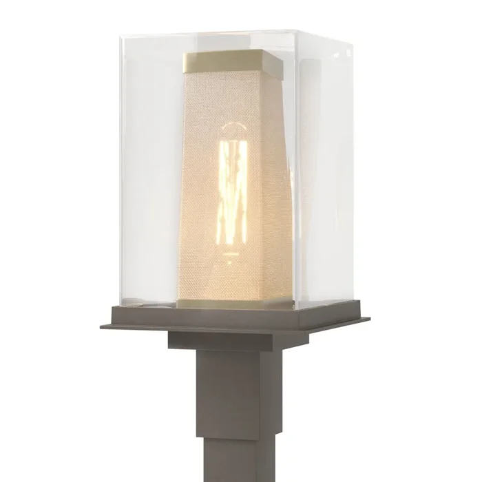 Polaris Outdoor Post Light 1-Light Coastal Gold Accent Clear Glass (ZM) in Coastal Dark Smoke344850-SKT-77-70-ZM0084