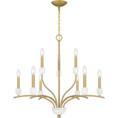 Quoizel Frida Nine Light Chandelier in Aged Brass – FRI5032AB