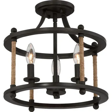 Quoizel Frontier Three Light Semi-Flush Mount in Imperial Bronze – FTR1713IB