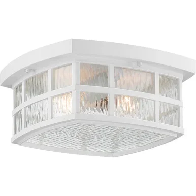 Quoizel Stonington Two Light Outdoor Flush Mount in Matte White – SNN1612W