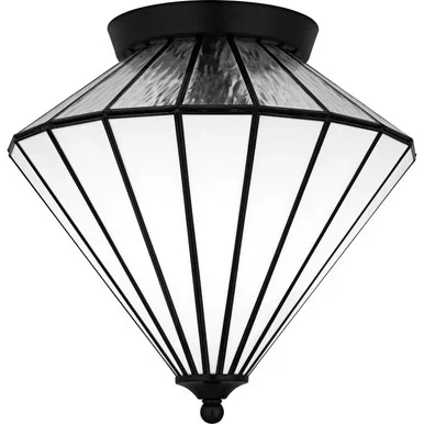 Quoizel Tiffany Three Light Flush Mount in Matte Black – TF6812MBK