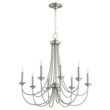 Quorum Brooks Eight Light Chandelier in Satin Nickel – 6250-8-65