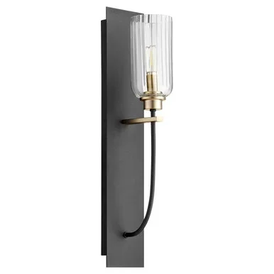 Quorum Espy One Light Wall Mount in Textured Black w/ Aged Brass – 507-1-6980