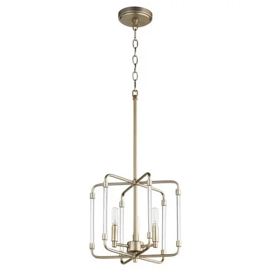 Quorum Optic Three Light Pendant in Aged Brass – 6114-3-80