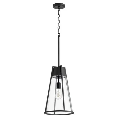 Quorum Pylon Pendants One Light Pendant in Textured Black w/ Clear – 827-69