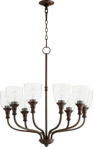 Quorum Richmond Eight Light Chandelier in Oiled Bronze w/ Clear/Seeded – 6811-8-186