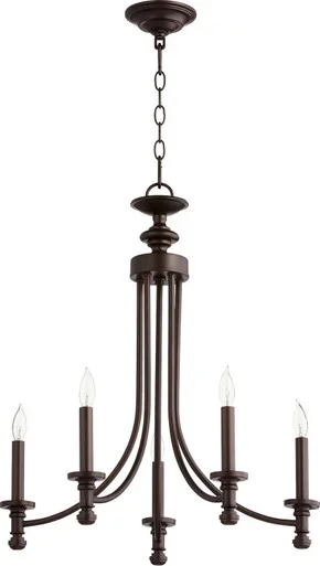 Quorum Rossington Five Light Chandelier in Oiled Bronze – 6022-5-86