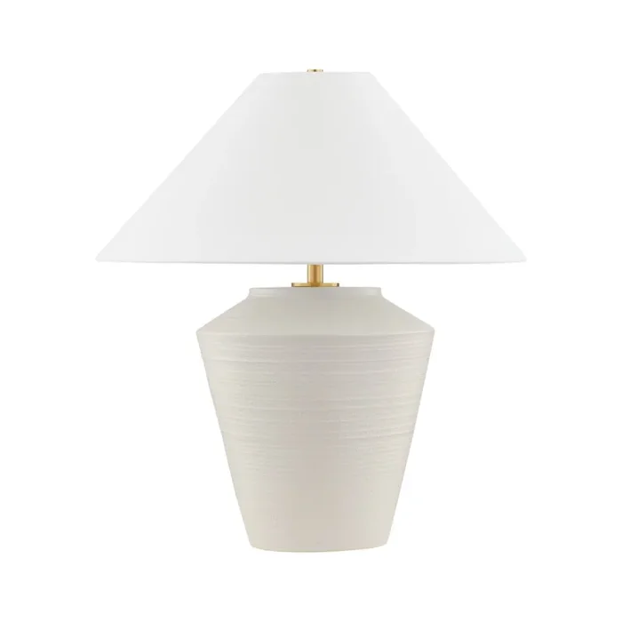 RACHIE 1-Light Table Lamp in Aged Brass/ Ceramic Whitewash Terracotta by The Lifestyled Co 45.25L x 21W x 23HHL827201-AGB/CWT