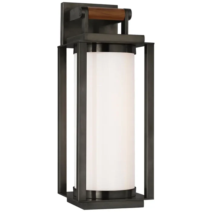 Ralph Lauren Northport Medium Bracketed Wall Lantern in Bronze and Teak with White Glass Wall Light W5″ x H13.5″RL 2560BZ/TK-WG