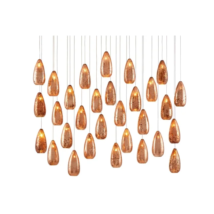 Rame 30-Light Rectangular Multi-Drop Pendant – Copper/Silver/Painted Silver9000-0907
