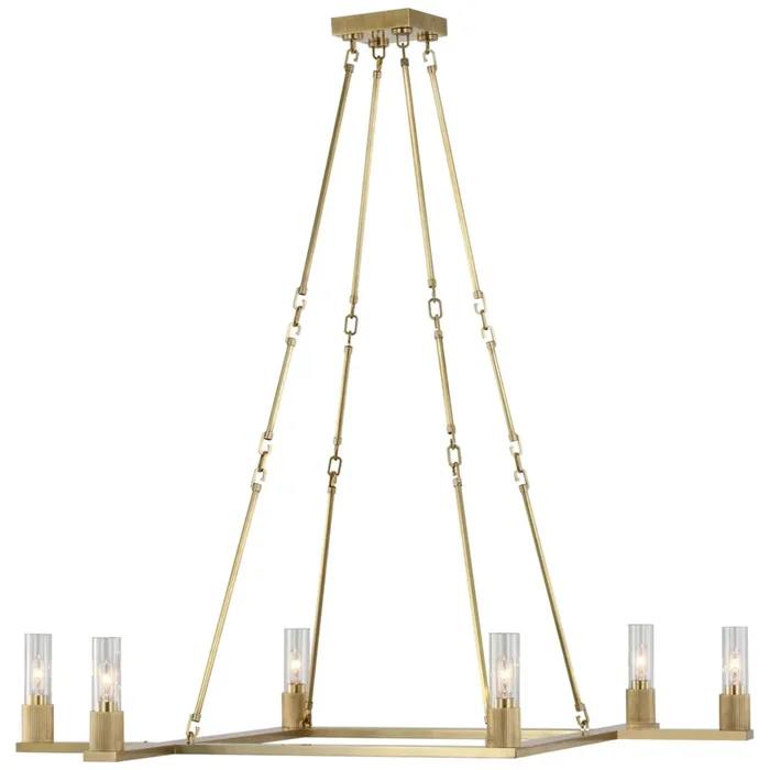 Ray Booth Beza Extra Large Chandelier in Antique Brass with Clear Glass Ceiling Light W42″RB 5008AB-CG