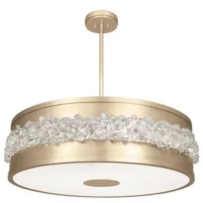 Rezi Pendant Fixture – Matte Black – Clear Handmade Textured Glass – 20in. Diameter – E26 Medium Base