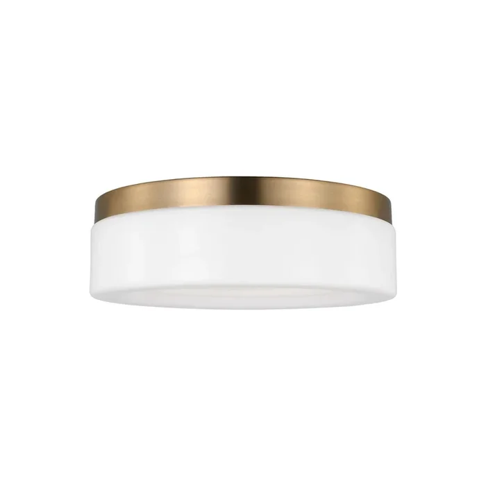 Rhett Medium Ceiling Flush Mount Modern Fixture 12″ Width 3.75″ Height Steel Round Etched / White Inside Shade in Satin Brass7569093S-848