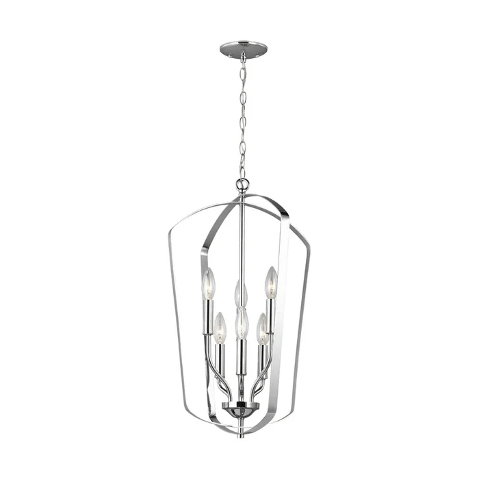 Romee Medium Six Light Hall / Foyer Transitional Pendant 23.375″ Height Steel in Chrome5134906-05