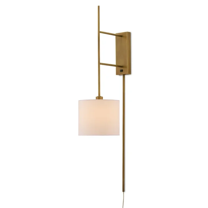 Savill Brass Wall Sconce, White Shade – Antique Brass5000-0076
