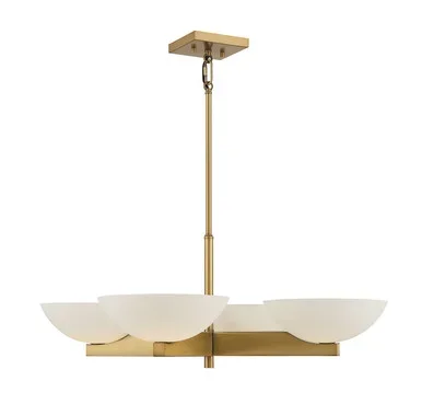 Savoy House Fallon Four Light Chandelier in Warm Brass – 1-1613-4-322