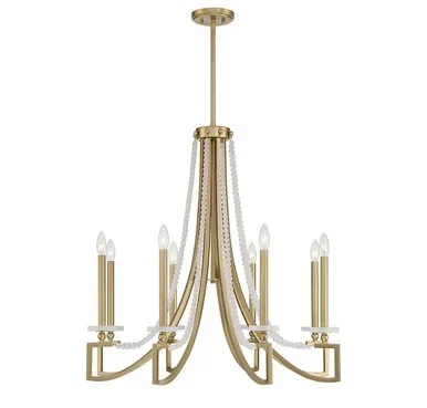 Savoy House Helen Eight Light Chandelier in Warm Brass – 1-8804-8-322