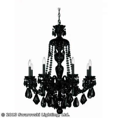 Schonbek Hamilton Black Eight Light Chandelier in Jet Black – 5737BK