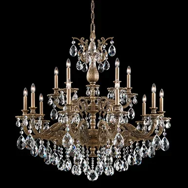 Schonbek Milano 15 Light Chandelier in Heirloom Gold – 5685-22R
