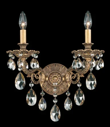 Schonbek Milano Two Light Wall Sconce in Florentine Bronze – 5642-83H