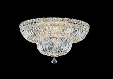 Schonbek Petit Crystal Deluxe Nine Light Flush Mount in Polished Silver – 5894-40R