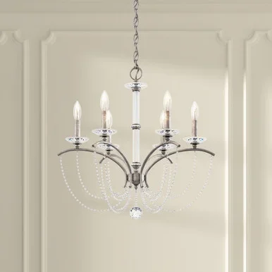 Schonbek Priscilla Six Light Chandelier in Black – BC7106N-51PWT