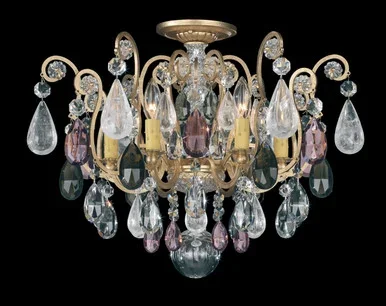 Schonbek Renaissance Rock Crystal Six Light Semi-Flush Mount in Antique Pewter – 3584-47OS