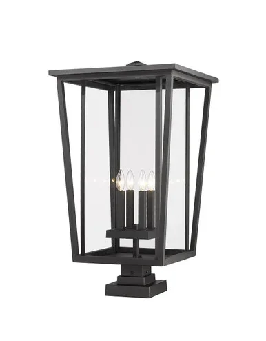 Seoul Four Light Outdoor Pier Mounted Fixture (571PHXXLS-SQPM-BK)