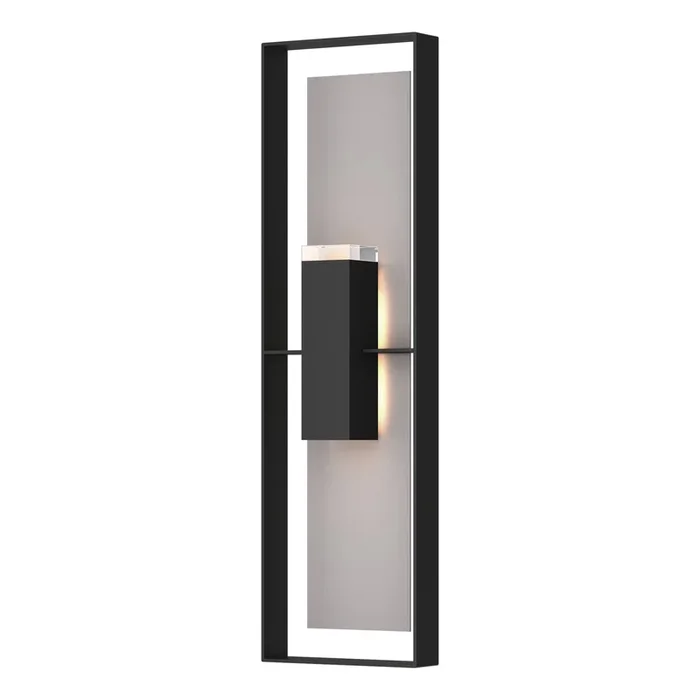 Shadow Box Extra Tall Sconce 2-Light Coastal Burnished Steel Accent Clear Glass (ZM) in Coastal Black302608-SKT-80-78-ZM0736