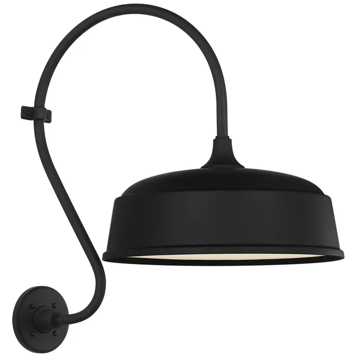 Thomas O’Brien Academy 15″ Larrabee Barn Light in Matte Black with 16″ Rockhouse Shade Outdoor Lighting W16″ x H24″TOB 2804MBK/S7-MBK
