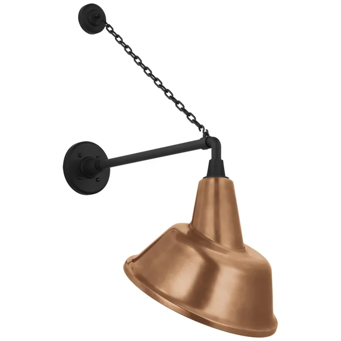 Thomas O’Brien Academy 17.5″ Anchored Mack Barn Light in Matte Black with 12.5″ Soft Copper Tilted Bowers Shade Outdoor Lighting W12.5″ x H30.5″TOB 2813MBK/S3-SC