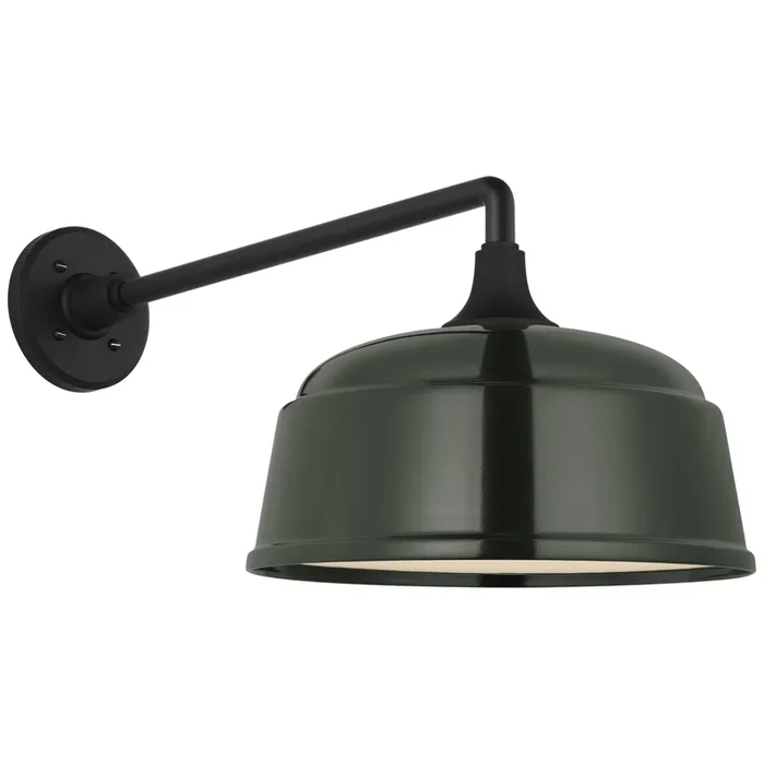 Thomas O’Brien Academy 17.5″ Mack Barn Light in Matte Black with 12.5″ Green Rockhouse Shade Outdoor Lighting W12.5″ x H12″TOB 2812MBK/S6-G