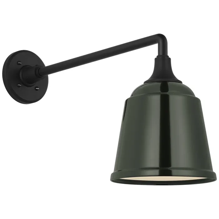 Thomas O’Brien Academy 17.5″ Mack Barn Light in Matte Black with 8″ Green Rockhouse Shade Outdoor Lighting W8″ x H13.25″TOB 2812MBK/S5-G
