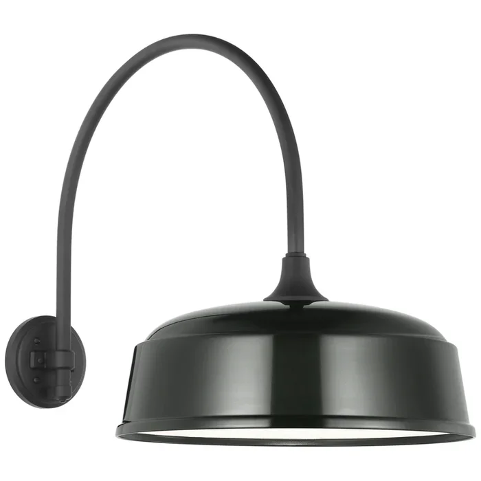 Thomas O’Brien Academy 19.5″ Arched Mack Barn Light in Matte Black with 16″ Green Rockhouse Shade Outdoor Lighting W16″ x H19.5″TOB 2815MBK/S7-G