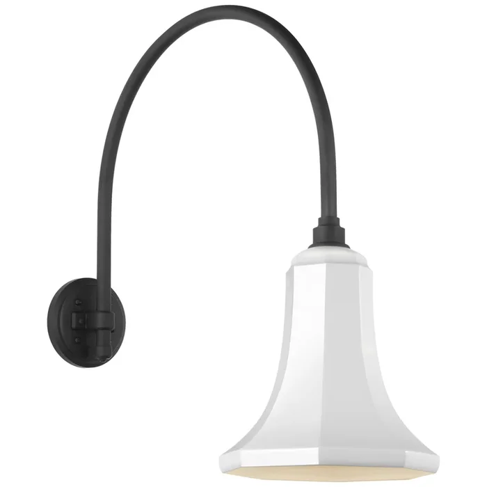 Thomas O’Brien Academy 19.5″ Arched Mack Barn Light in Matte Black with 9.25″ White Savannah Shade Outdoor Lighting W9.25″ x H23.25″TOB 2815MBK/S9-WHT