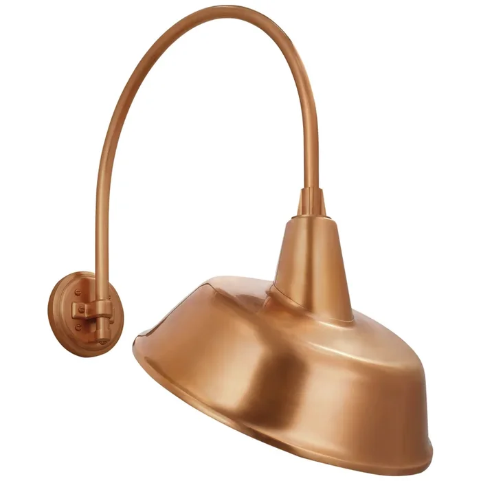 Thomas O’Brien Academy 19.5″ Arched Mack Barn Light in Soft Copper with 16″ Tilted Bowers Shade Outdoor Lighting W16″ x H26″TOB 2815SC/S4-SC
