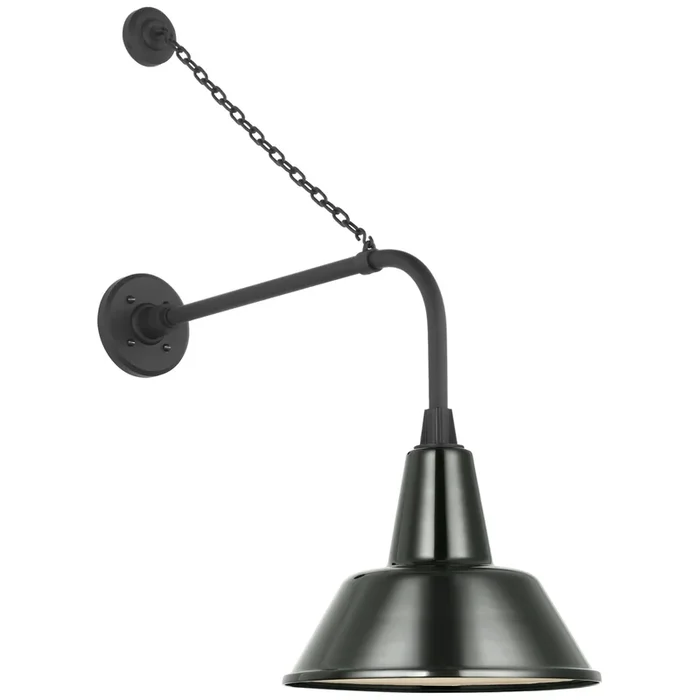 Thomas O’Brien Academy 20″ Anchored Rex Barn Light in Matte Black with 12.5″ Green Bowers Shade Outdoor Lighting W12.5″ x H32.5″TOB 2810MBK/S1-G