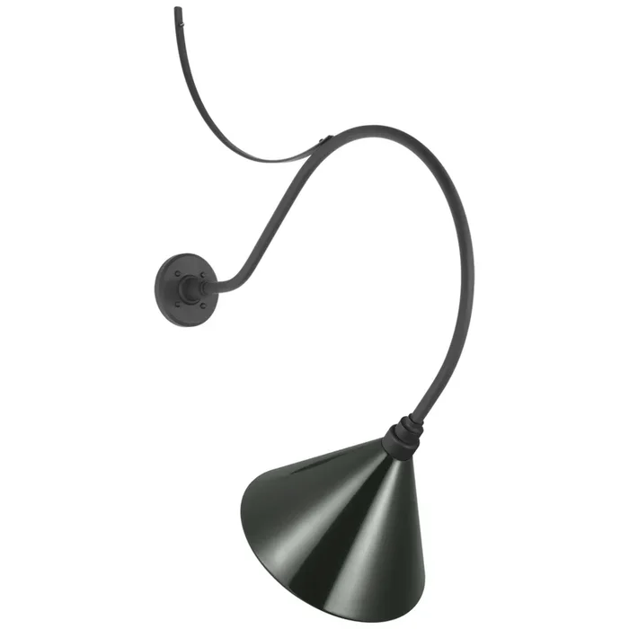 Thomas O’Brien Academy 26.5″ Anchored Larrabee Barn Light in Matte Black with 12.5″ Green Conical Savannah Shade Outdoor Lighting W12.5″ x H38.25″TOB 2806MBK/S11-G
