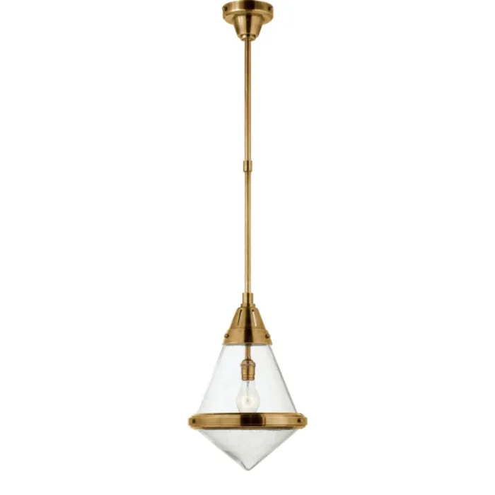 Thomas O’Brien Gale Small Pendant in Hand-Rubbed Antique Brass with Seeded Glass Ceiling Light W11.5″TOB 5155HAB-SG