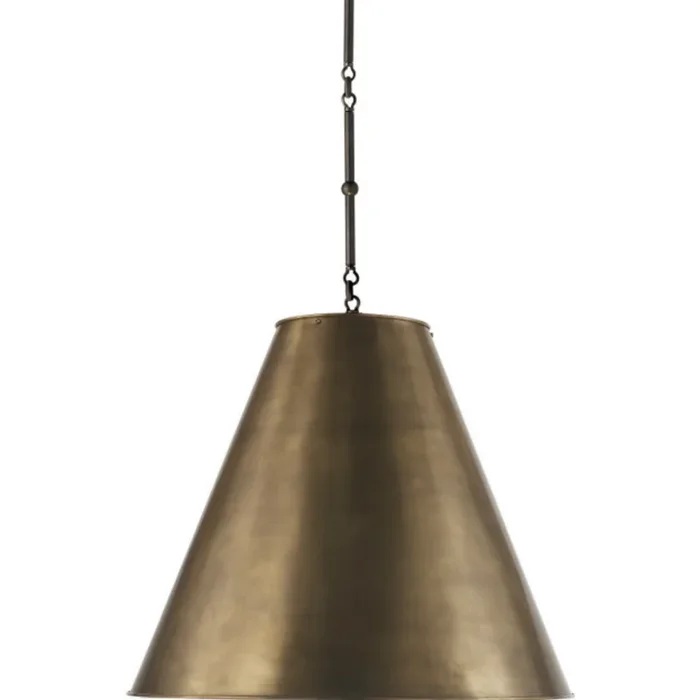 Thomas O’Brien Goodman Large Hanging Lamp in Bronze with Hand-Rubbed Antique Brass Shade Ceiling Light W24″TOB 5014BZ-HAB