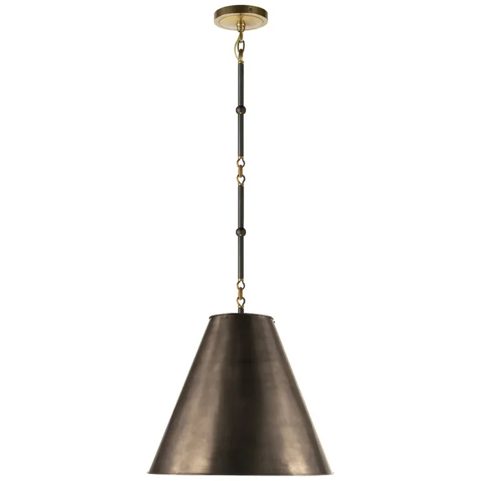 Thomas O’Brien Goodman Small Hanging Light in Bronze and Hand-Rubbed Antique Brass with Bronze Shade Ceiling Light W15″TOB 5090BZ/HAB-BZ