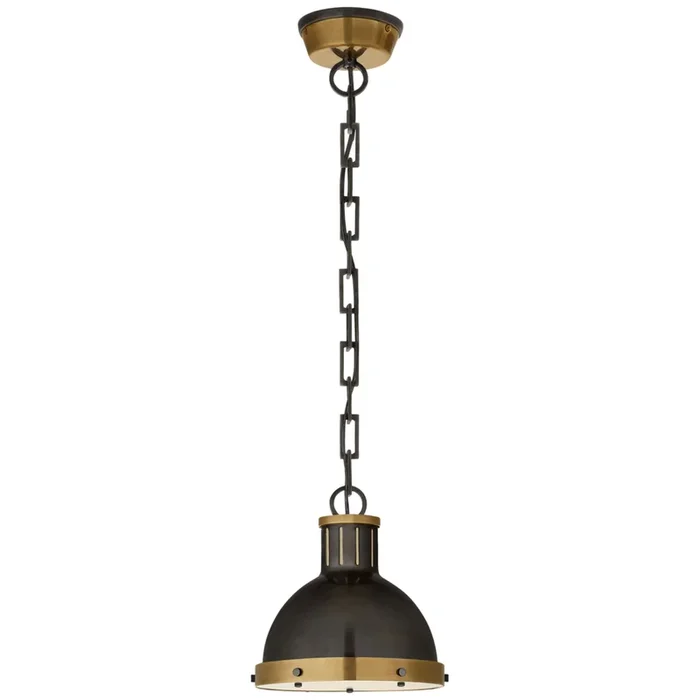 Thomas O’Brien Hicks Small Pendant in Bronze and Hand-Rubbed Antique Brass with Acrylic Diffuser Ceiling Light W8.75″ x H9.25″TOB 5068BZ/HAB
