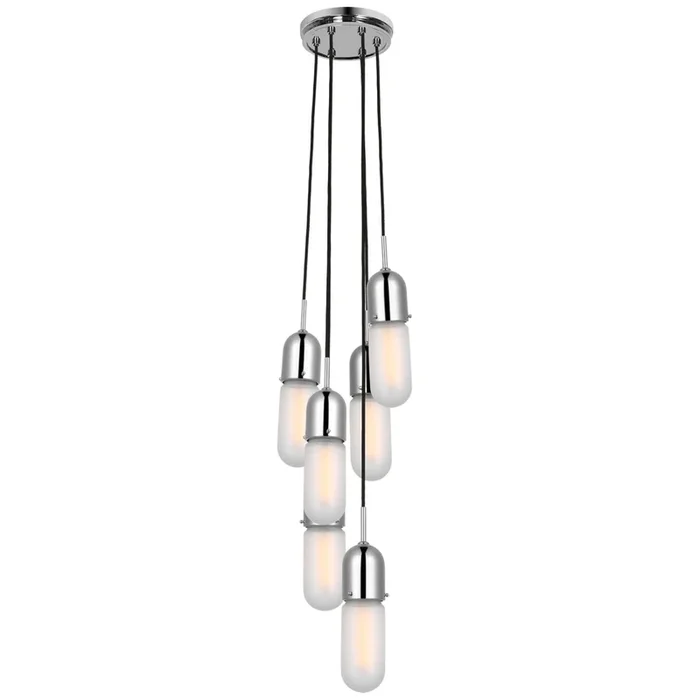 Thomas O’Brien Junio 6-Light Pendant in Polished Nickel with Frosted Glass Ceiling Light W9.5″ (Configurable)TOB 5646PN-FG-6